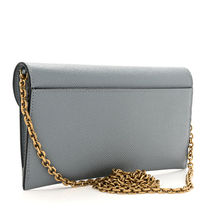 Christian Dior Grained Calfskin Saddle Chain Wallet Pouch Grey Stone 4 of 17