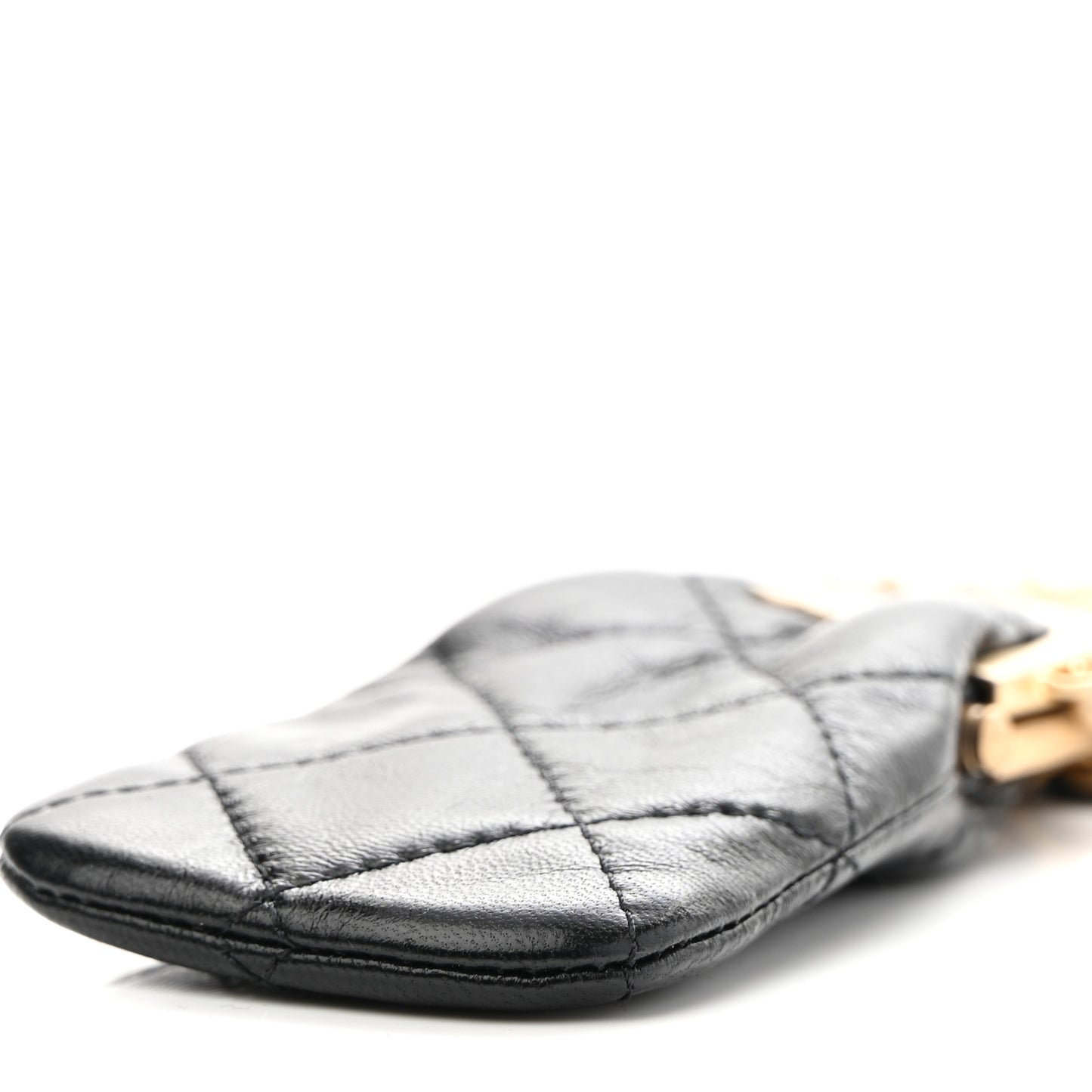 Lambskin Quilted Lipstick Case On Chain Black