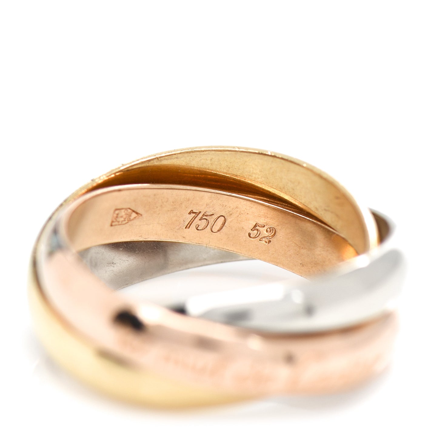 18K Pink Yellow White Gold Classic Les Must De Cartier Trinity Ring 52 6