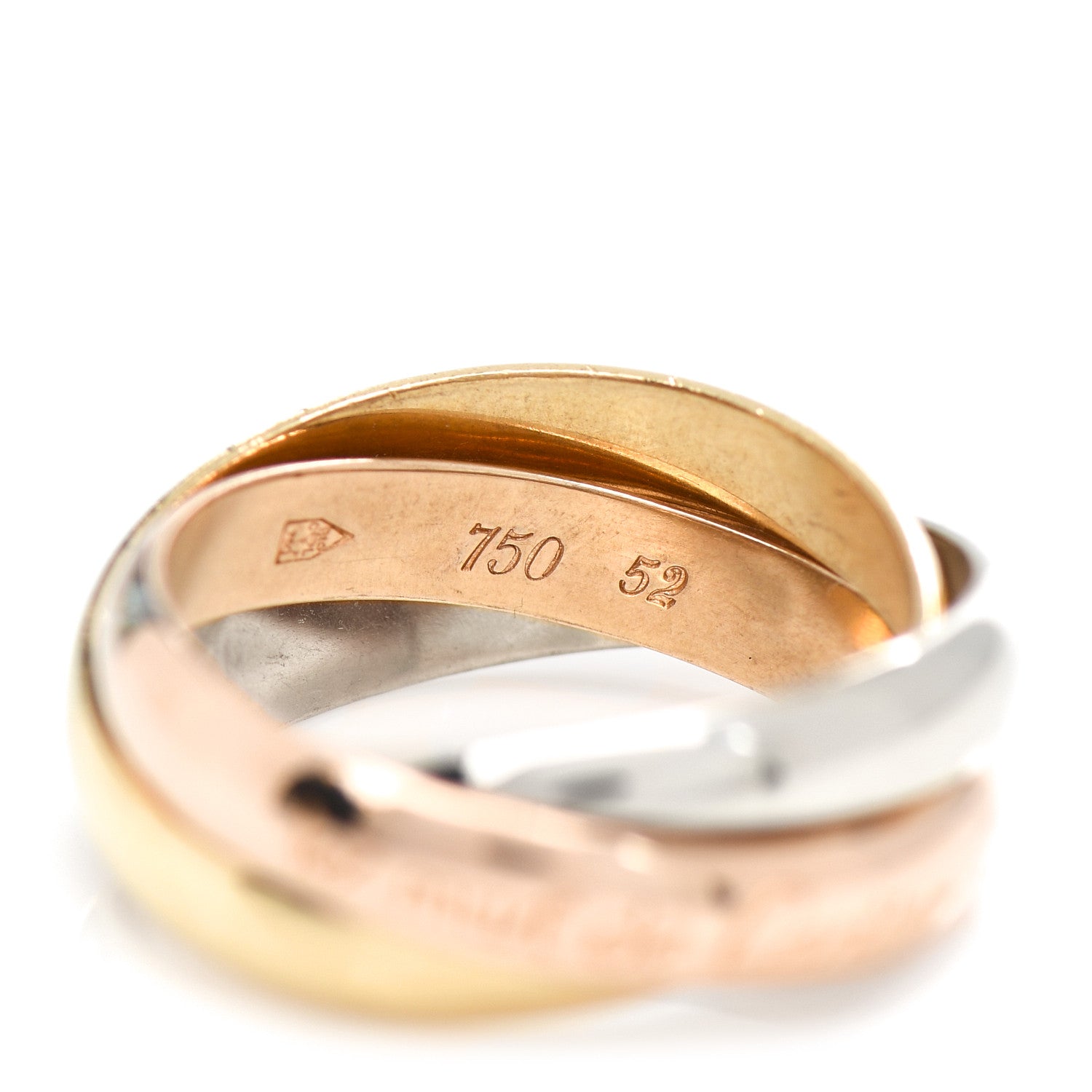 Cartier 18K Pink Yellow White Gold Classic Les Must De Cartier Trinity Ring 52 6 4 of 4