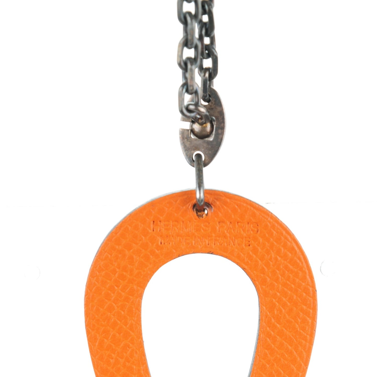 Epsom Lucky Horseshoe Bag Charm Graphite Orange