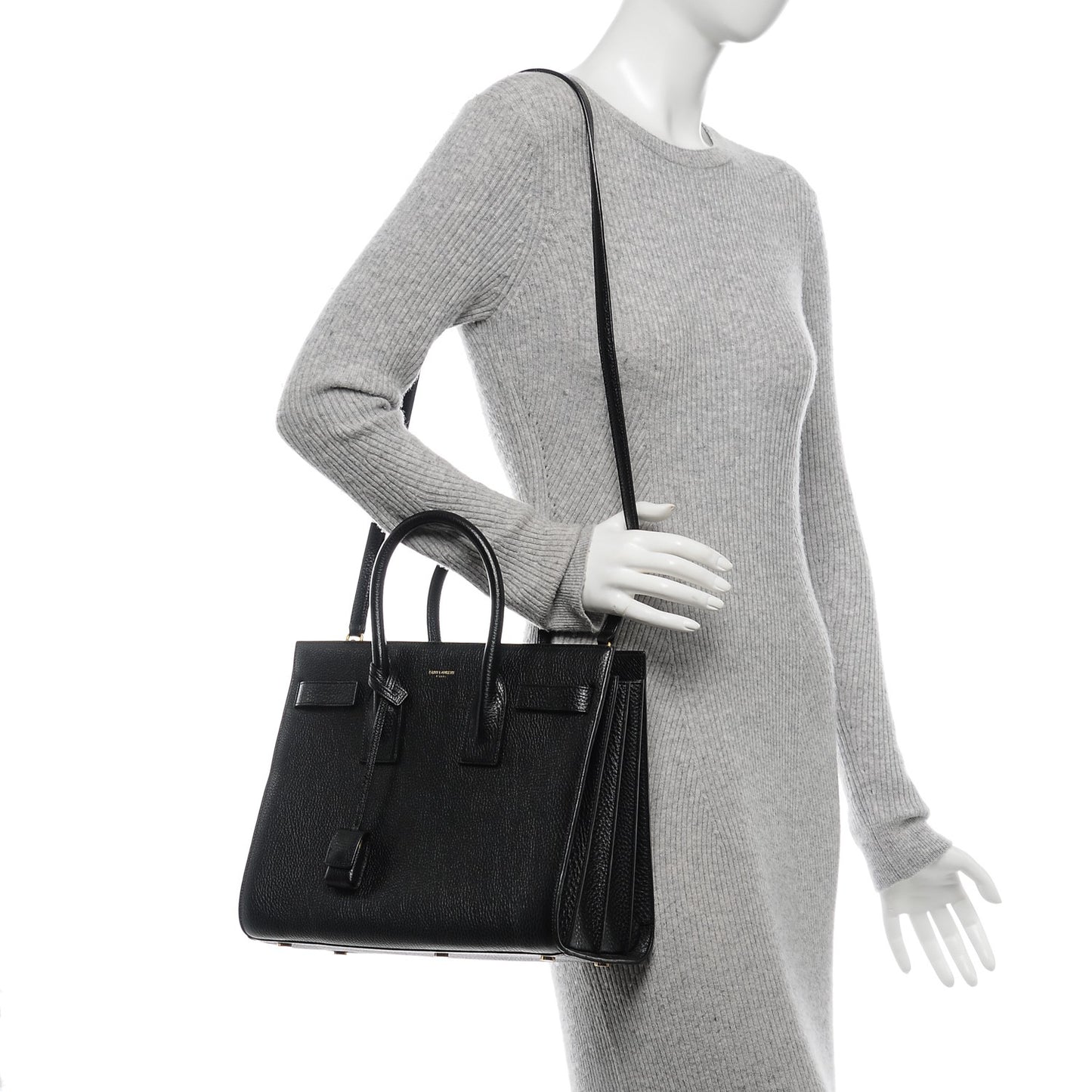 Grained Calfskin Small Sac De Jour Black