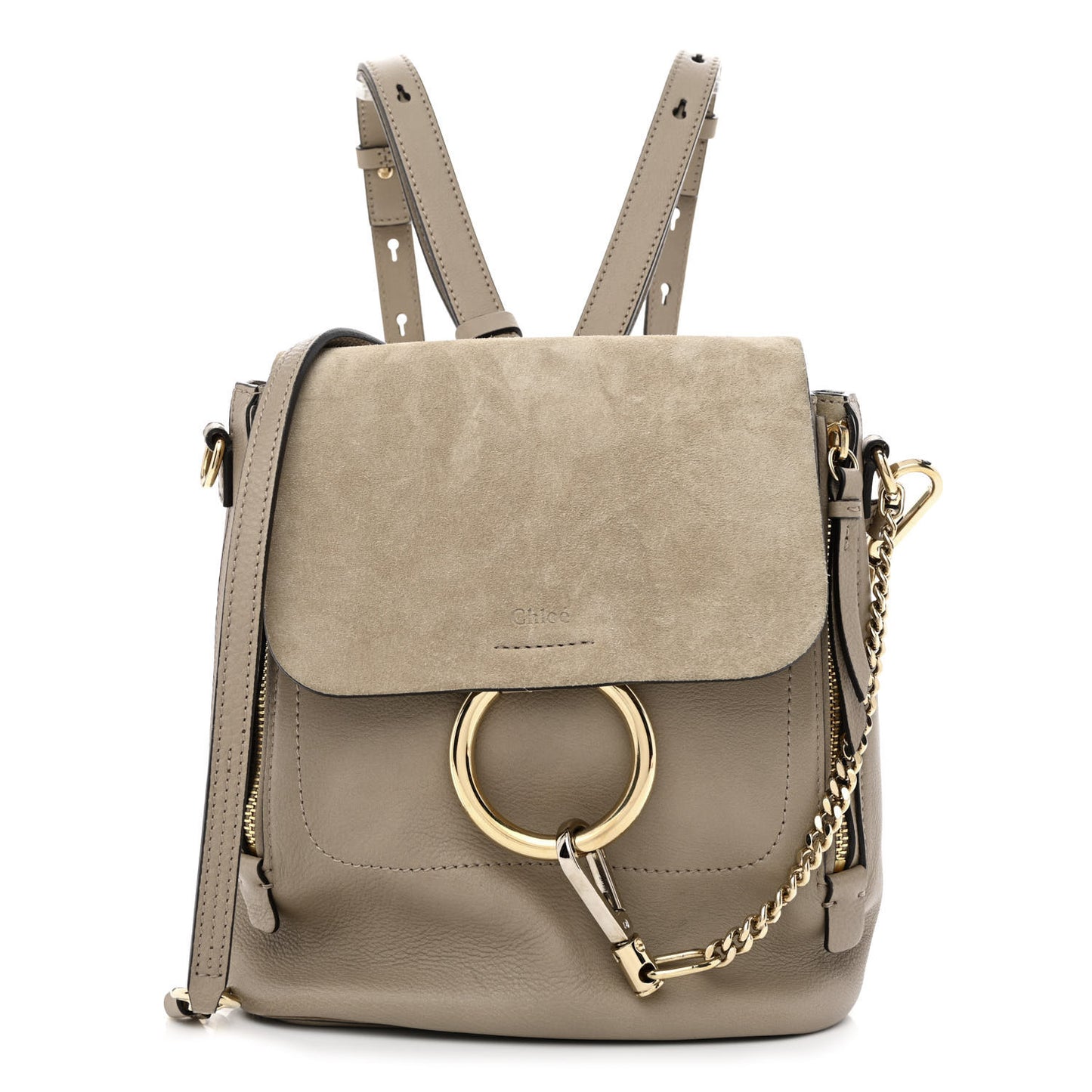 Suede Calfskin Medium Faye Backpack Motty Grey