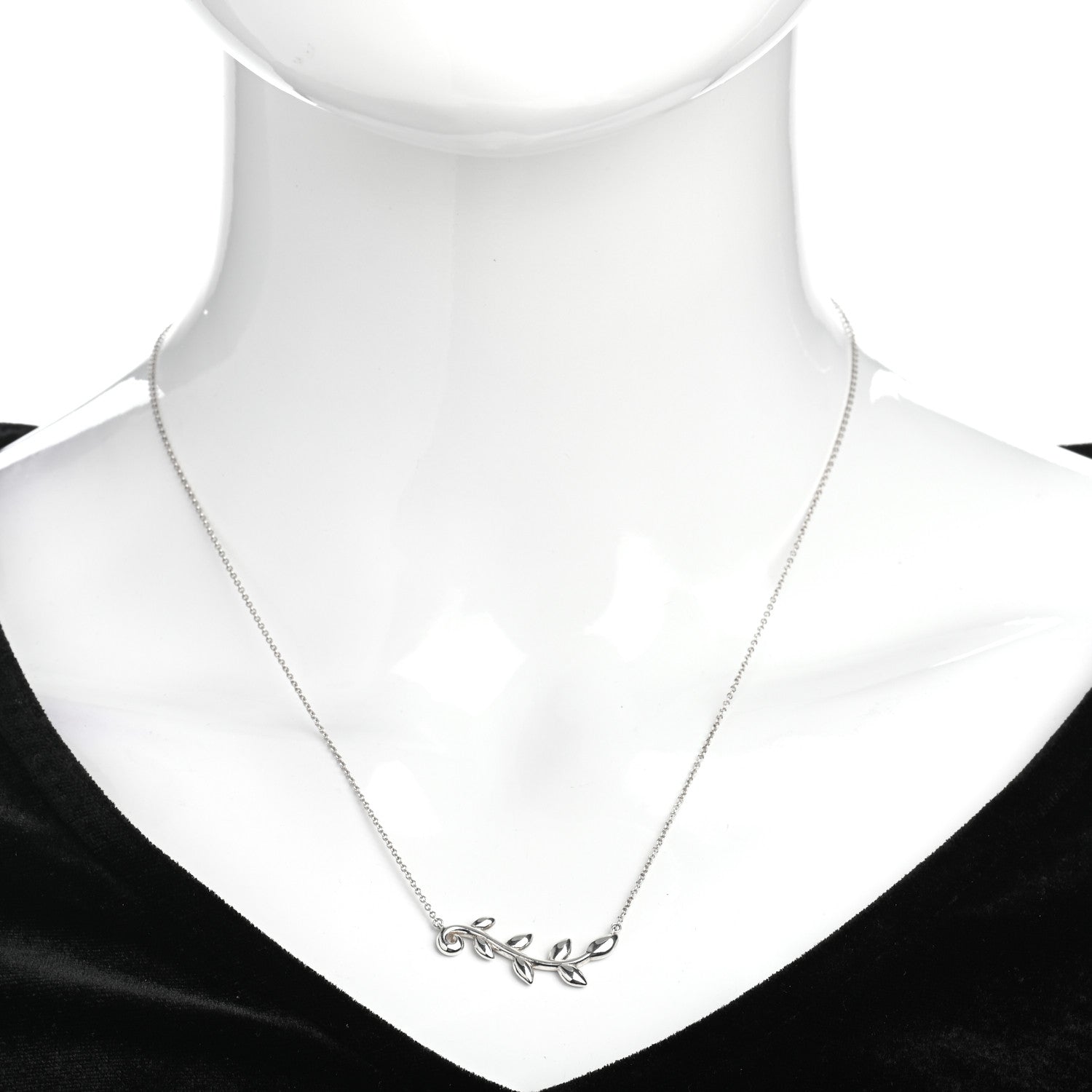 Tiffany Sterling Silver Paloma Picasso Olive Leaf Vine Pendant Necklace 2 of 4
