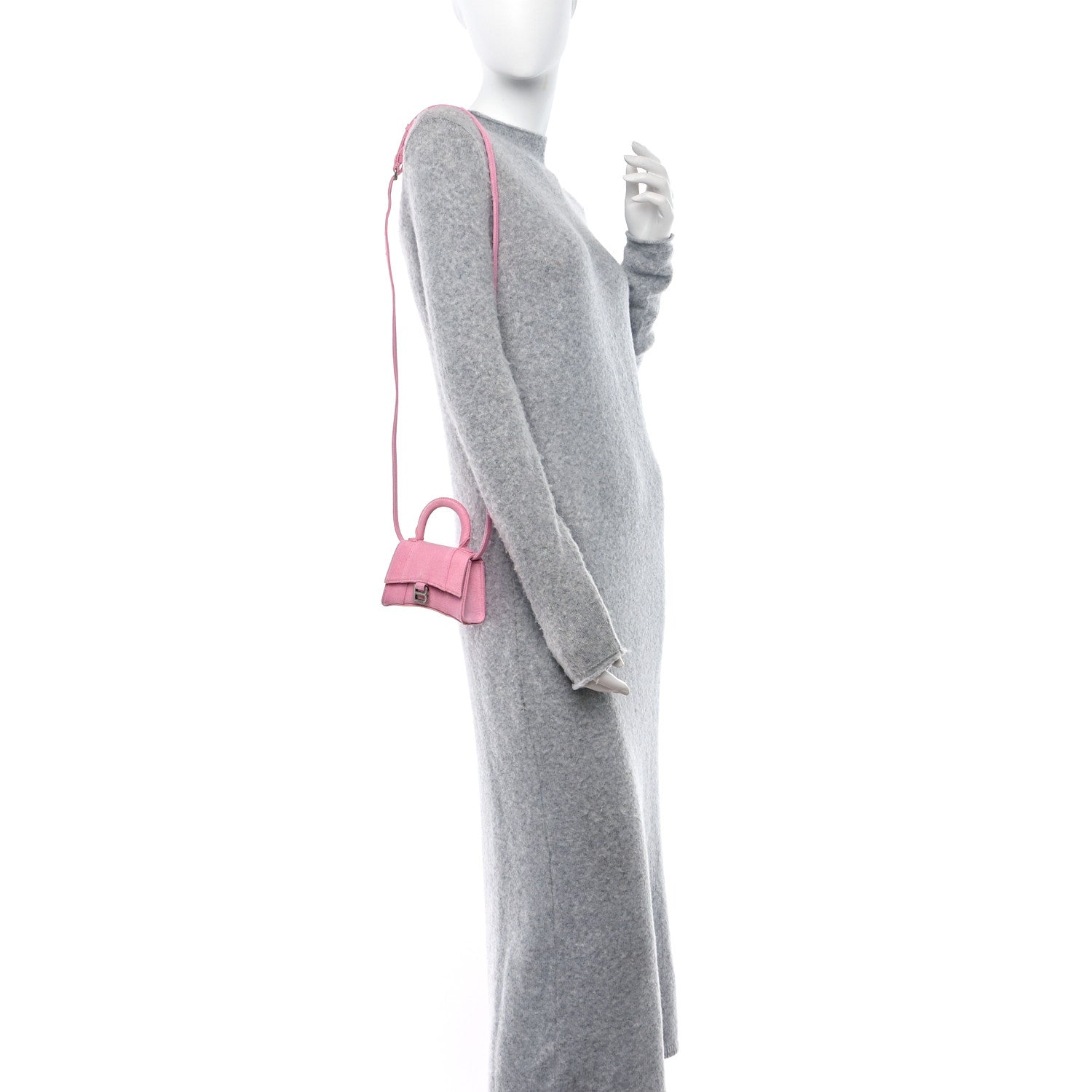 Balenciaga Washed Denim Hourglass Top Handle Bag Mini Denim Pink 2 of 10