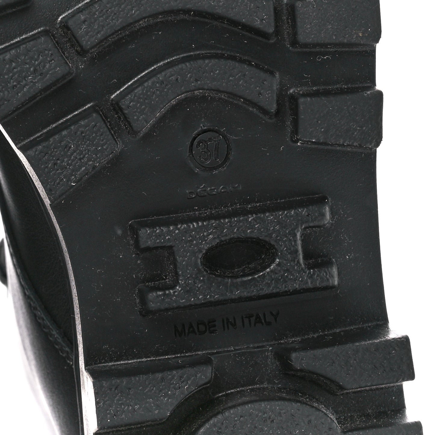 Calfskin Rubber Combat Boots 37 Black