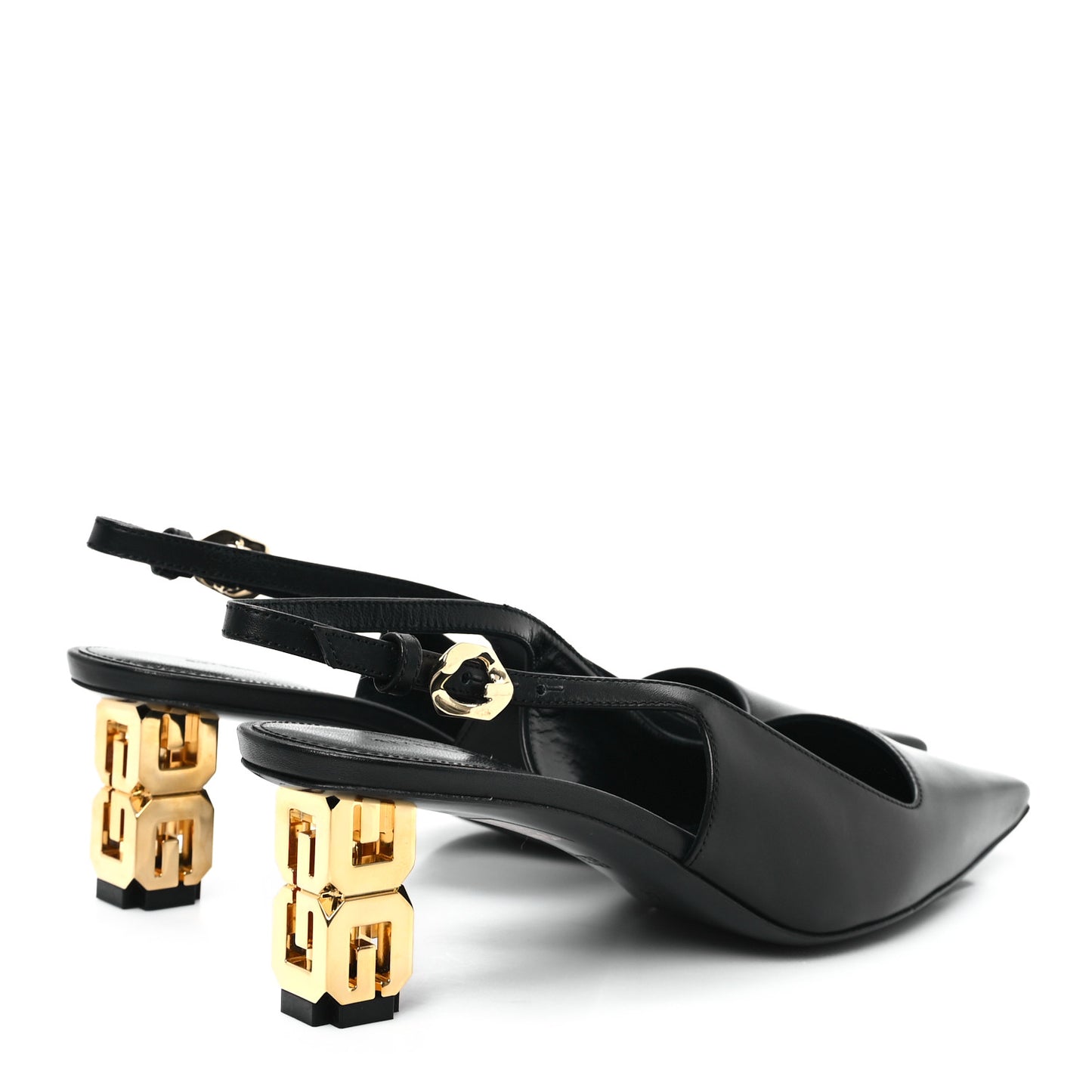 Calfskin G Cube 50mm Slingback Pumps 37 Black