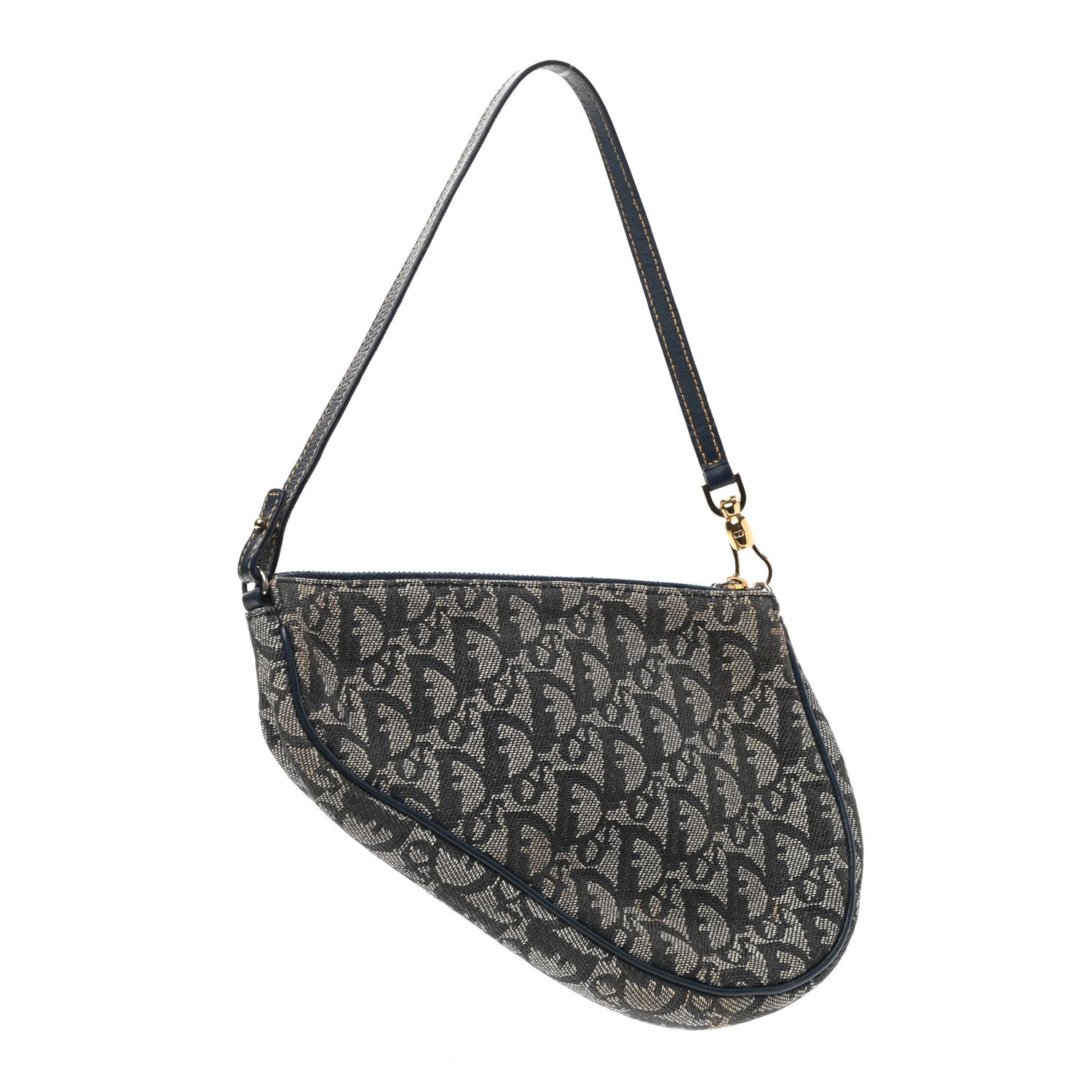 Christian Dior Monogram Mini Saddle Pochette Navy 3 of 12