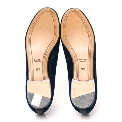 Gucci Suede Horsebit Womens Jordaan Loafers 38.5 Blue 5 of 8