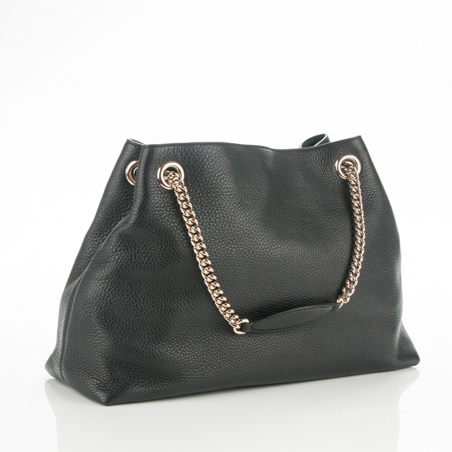 Pebbled Calfskin Medium Soho Chain Shoulder Bag Black
