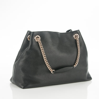 Gucci Pebbled Calfskin Medium Soho Chain Shoulder Bag Black 3 of 7