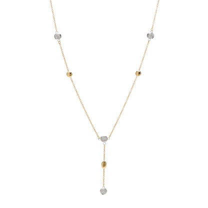 Roberto Coin 18K Yellow White Gold Diamond Station Y Drop Necklace 1 of 6