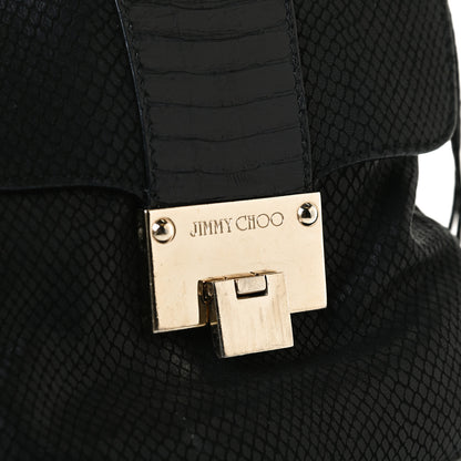 Jimmy Choo Snakeskin Embossed Calfskin Crossbody Black 12 of 15