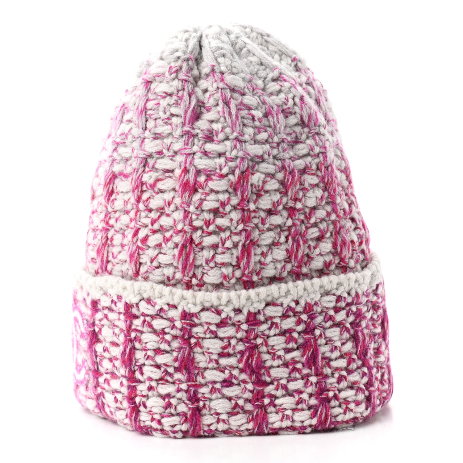 Chanel Cashmere Logo Beanie Hat Light Beige Dark Pink Light Pink 4 of 7