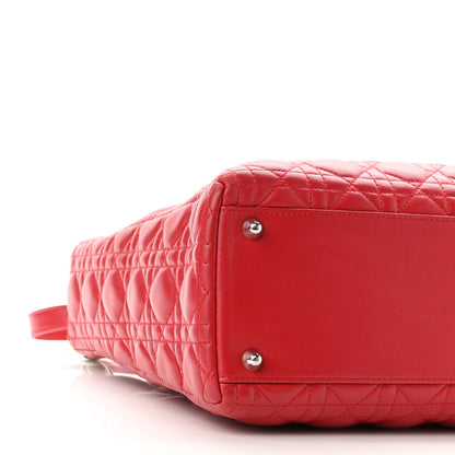 Christian Dior Lambskin Cannage Large Lady Dior Red 9 of 12