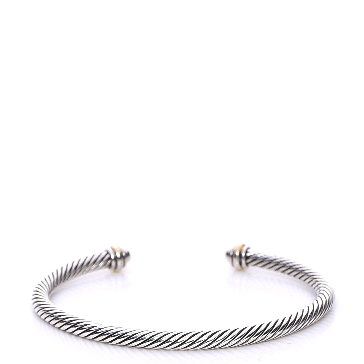 David Yurman Sterling Silver 18K Yellow Gold 4mm Cable Classics Bracelet 3 of 5