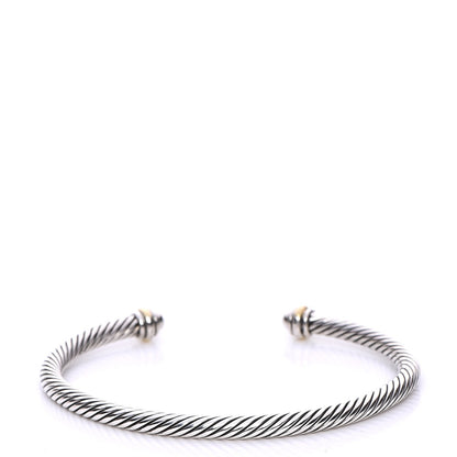 David Yurman Sterling Silver 18K Yellow Gold 4mm Cable Classics Bracelet 3 of 5