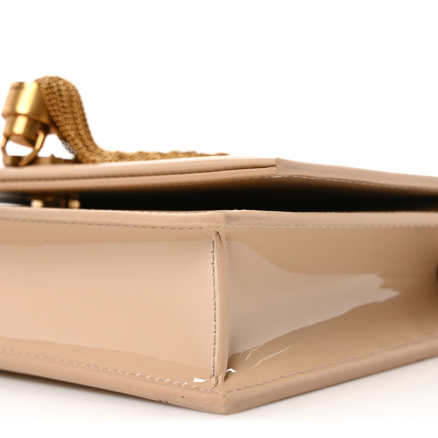 Patent Monogram Classic Kate Tassel Chain Wallet Dark Beige