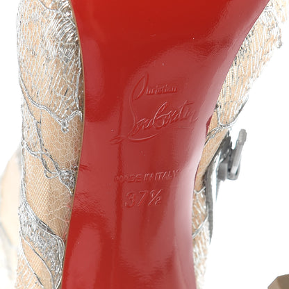 Christian Louboutin Lace Lurex Specchio Gipsybootie 100 Ankle Boots 37.5 Silver 8 of 8