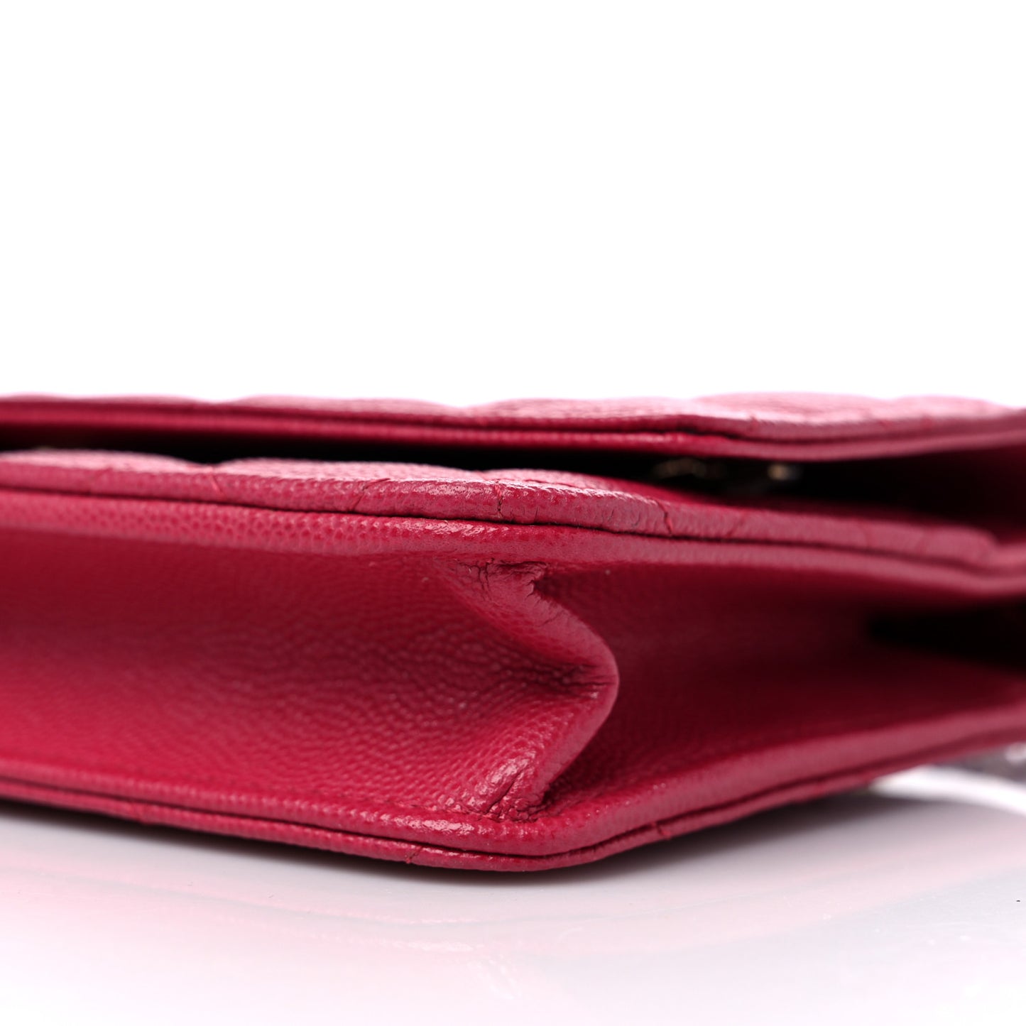 Caviar Quilted Wallet on Chain WOC Dark Pink