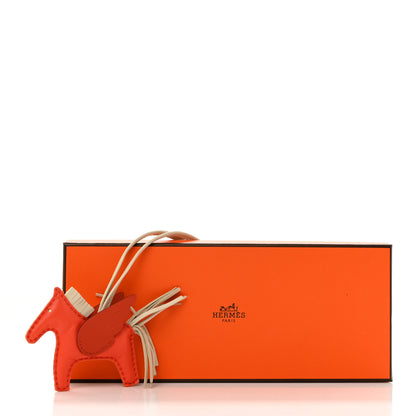 Hermes Milo Lambskin Grigri Rodeo Pegase Horse Bag Charm PM Orange Poppy Craie Terre Battue 5 of 5