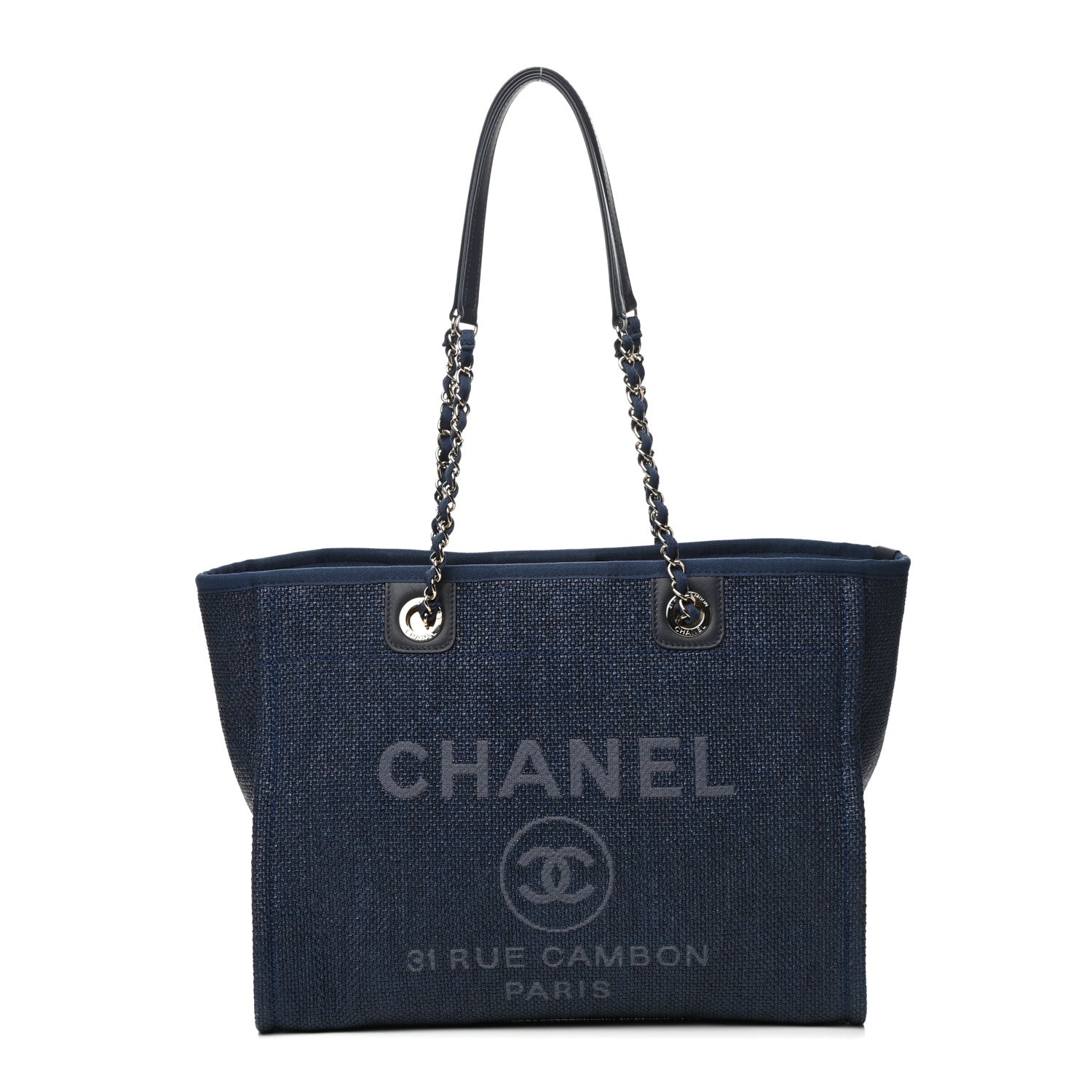 Chanel Woven Straw Raffia Small Deauville Tote Blue 1 of 10