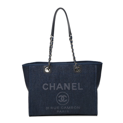 Chanel Woven Straw Raffia Small Deauville Tote Blue 1 of 10