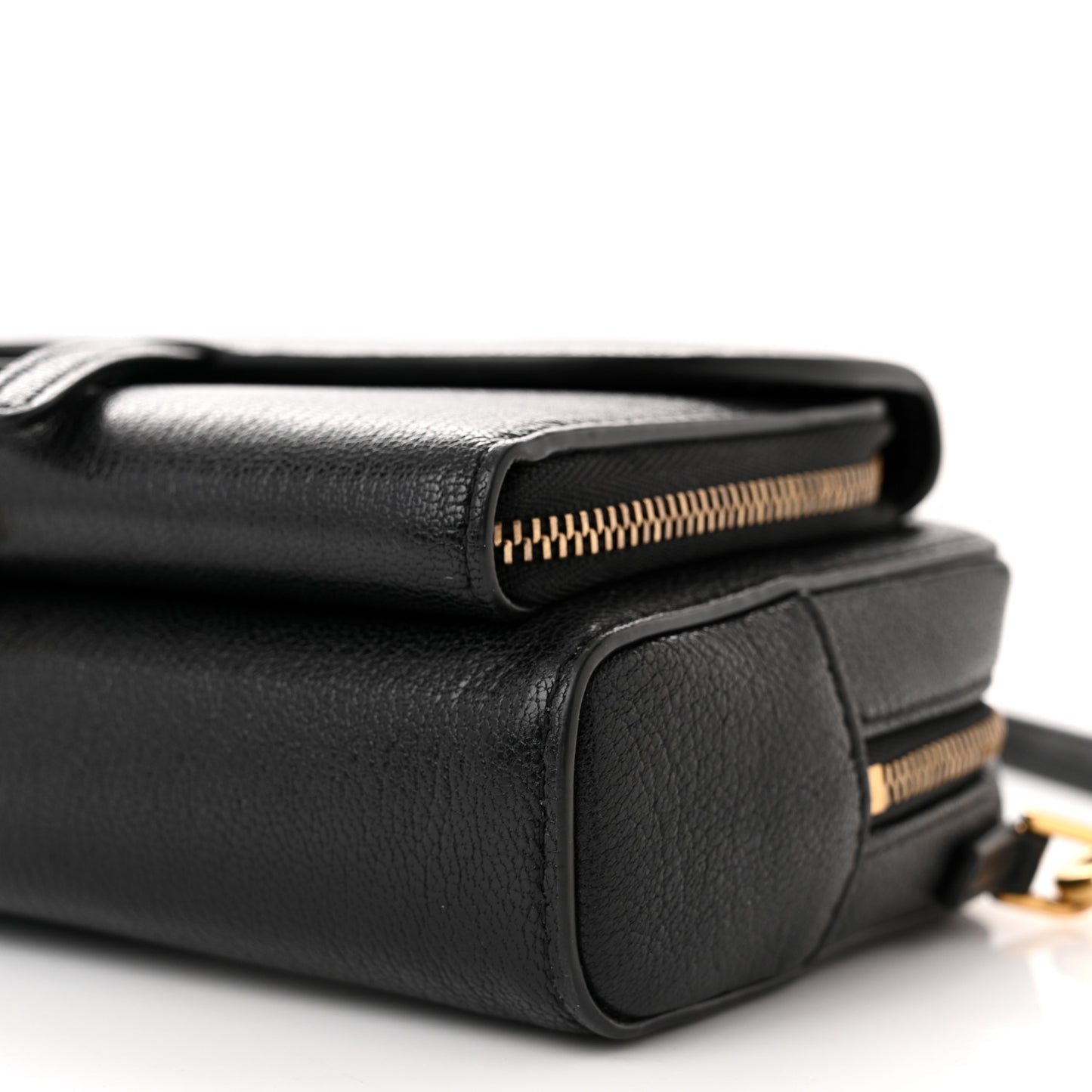 Goatskin Double Saddle Pouch Black