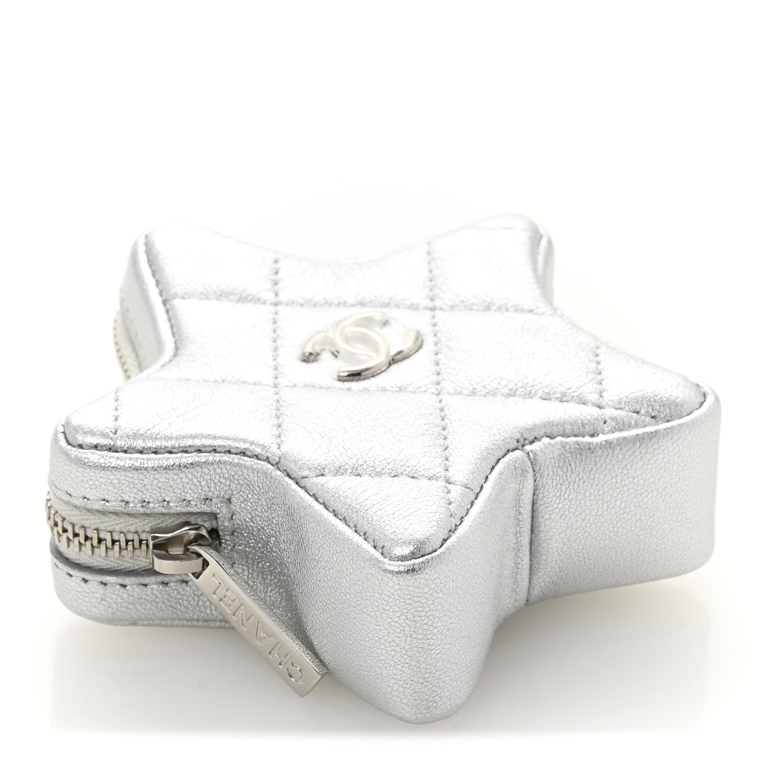 Chanel Metallic Lambskin Walk Of Fame Star Clip On Coin Purse Silver 4 of 8
