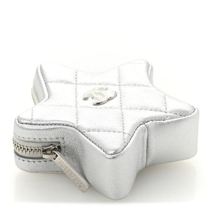 Chanel Metallic Lambskin Walk Of Fame Star Clip On Coin Purse Silver 4 of 8