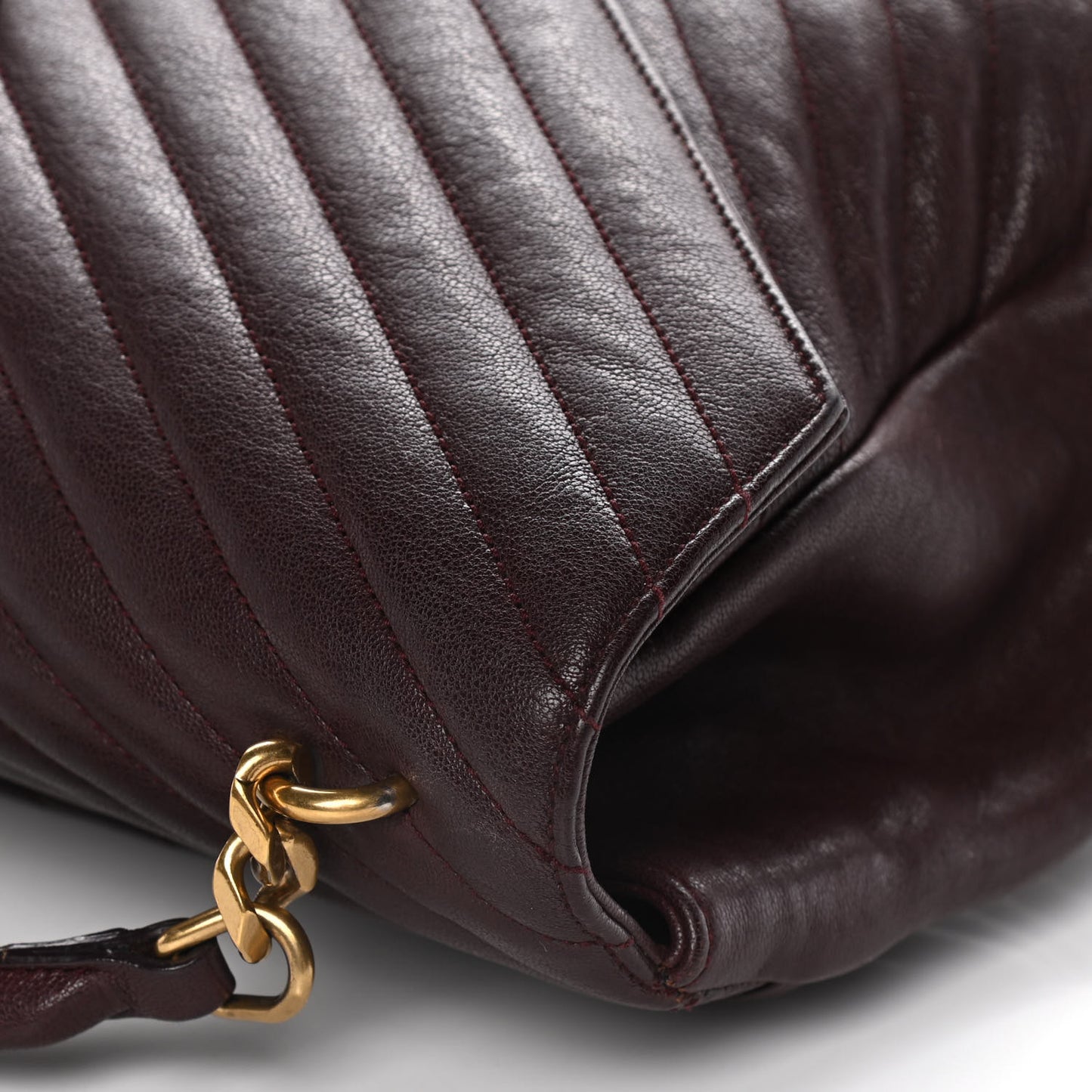 Sheepskin Matelasse Chevron Monogram Large College Satchel Bordeaux