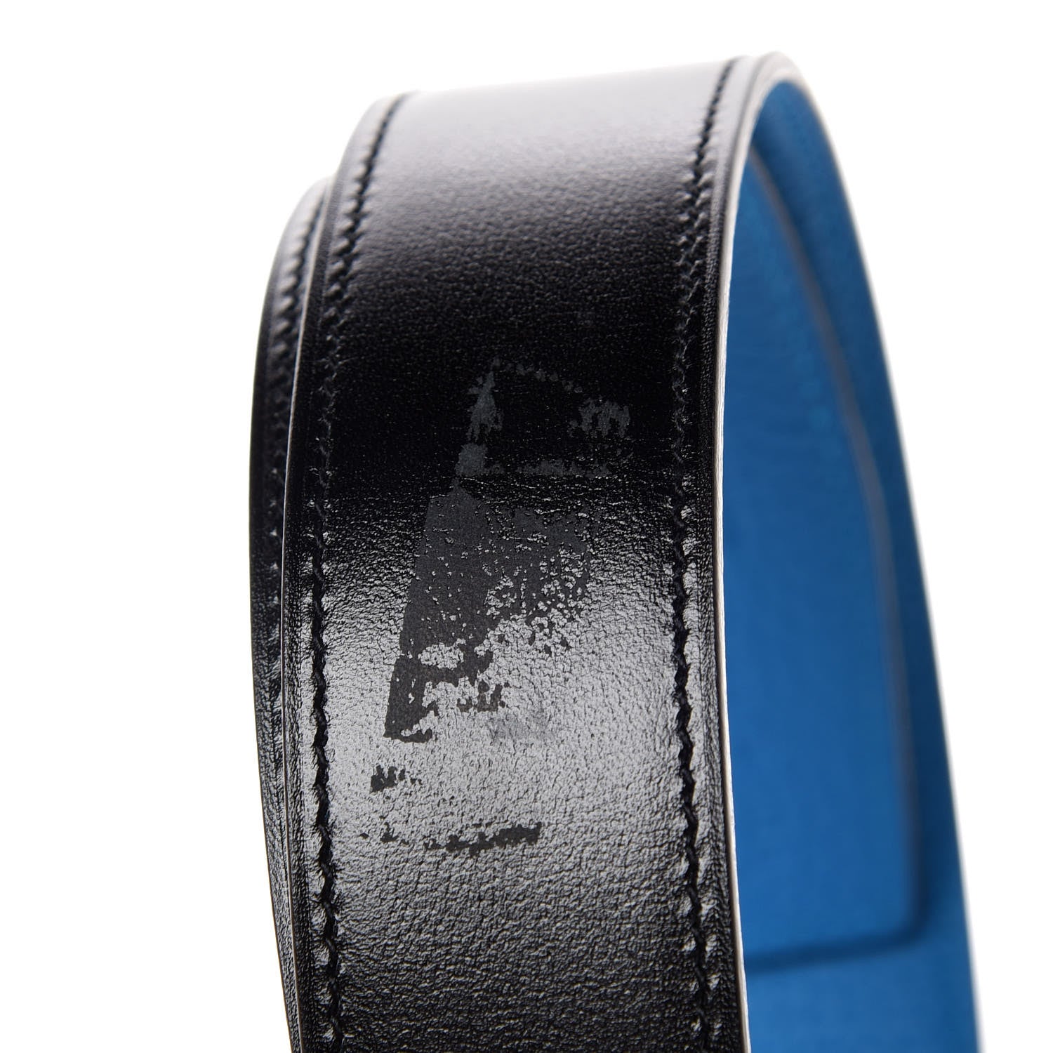 Hermes Box Togo 32mm Martelee H Belt 90 Black Bleu Zanzibar 9 of 10