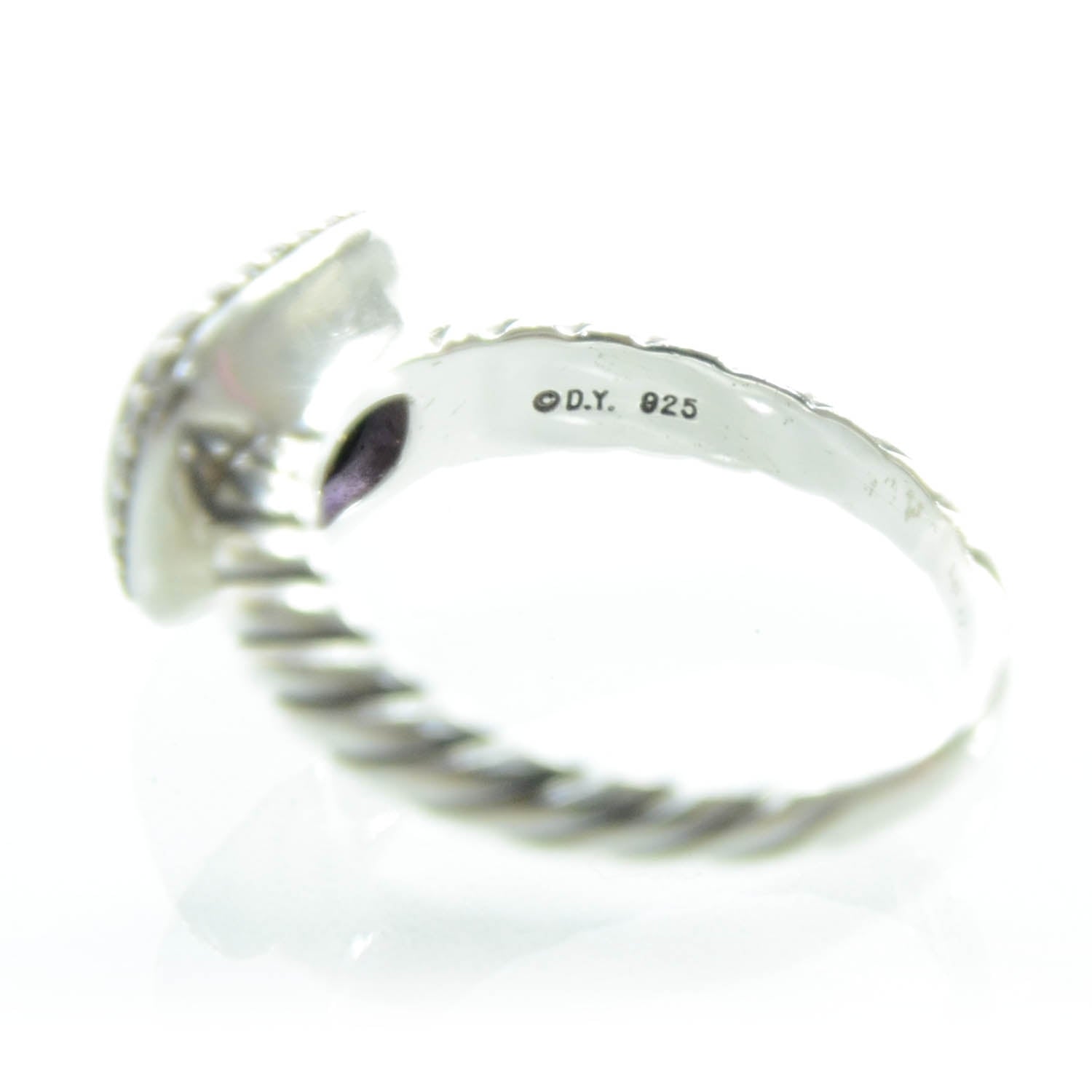 David Yurman Sterling Silver Diamond Amethyst 10mm Noblesse Ring 56 7.5 4 of 4