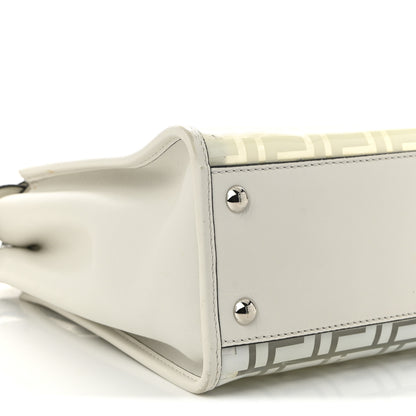 Fendi PVC Glass Vitello Seta Shiny Nappa Plexiglass FF Medium Peekaboo Iconic Satchel White Ice 9 of 15