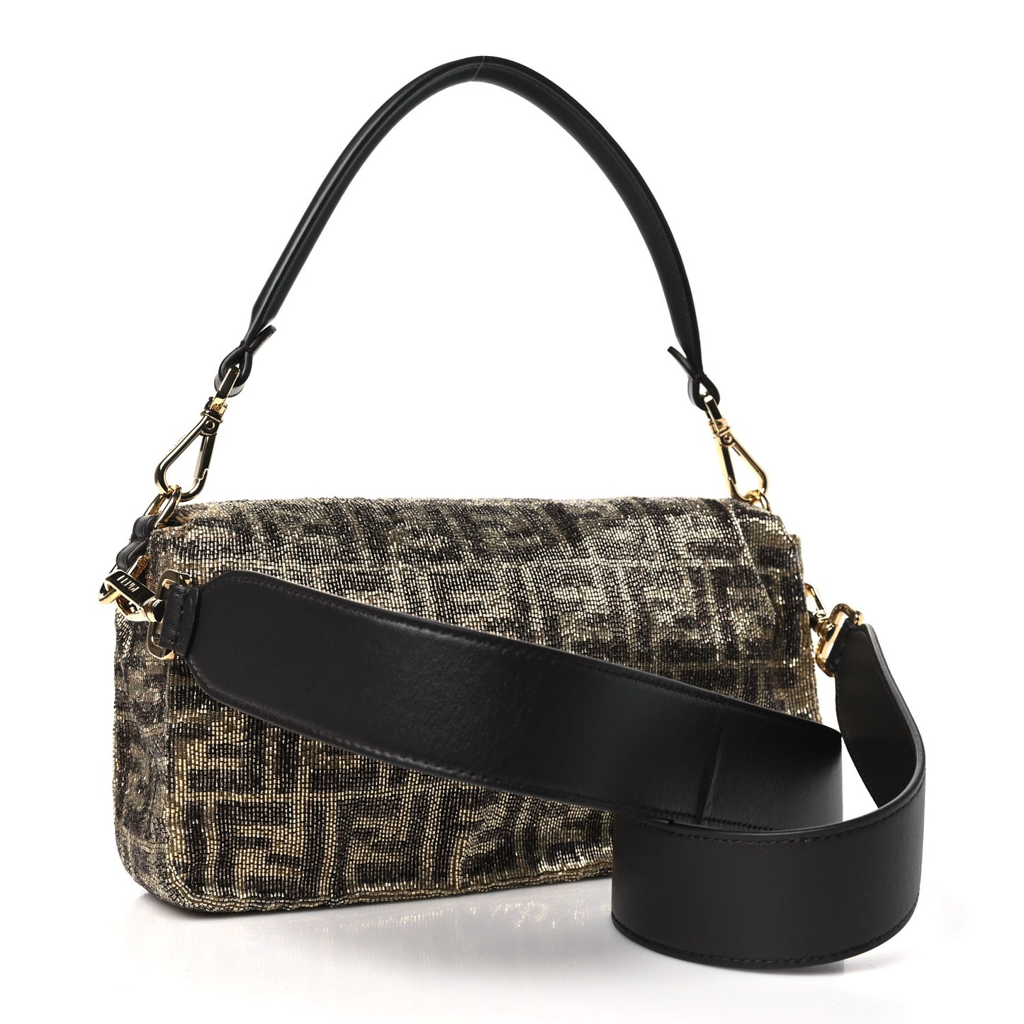 Vitello King Beaded Zucca Baguette Mogano Panna Ebano