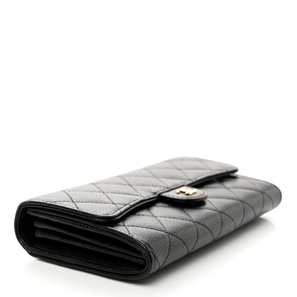 Chanel Caviar Quilted Large Gusset Flap Wallet Black 4 of 9