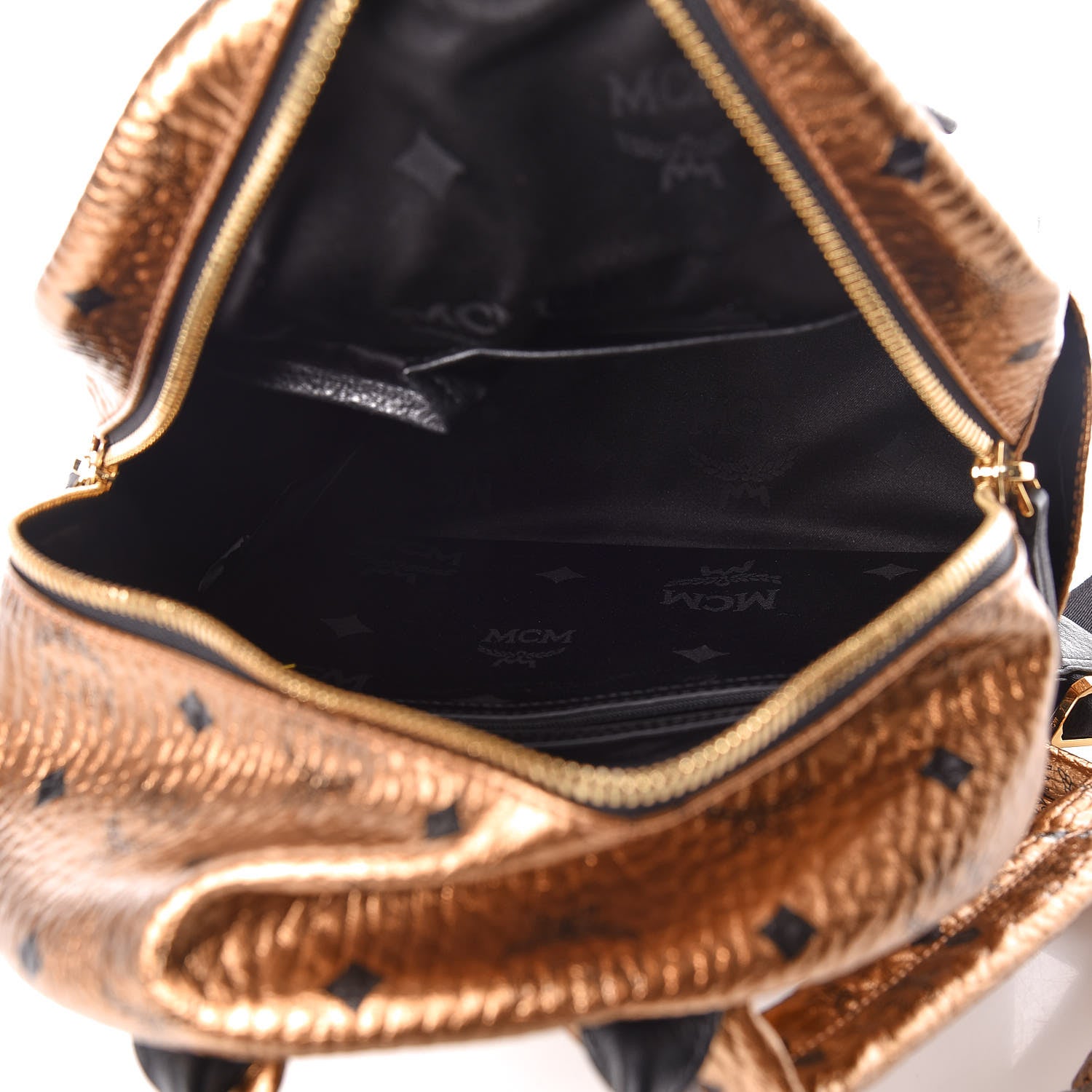 MCM Metallic Visetos Small Stark Backpack Gold 7 of 11