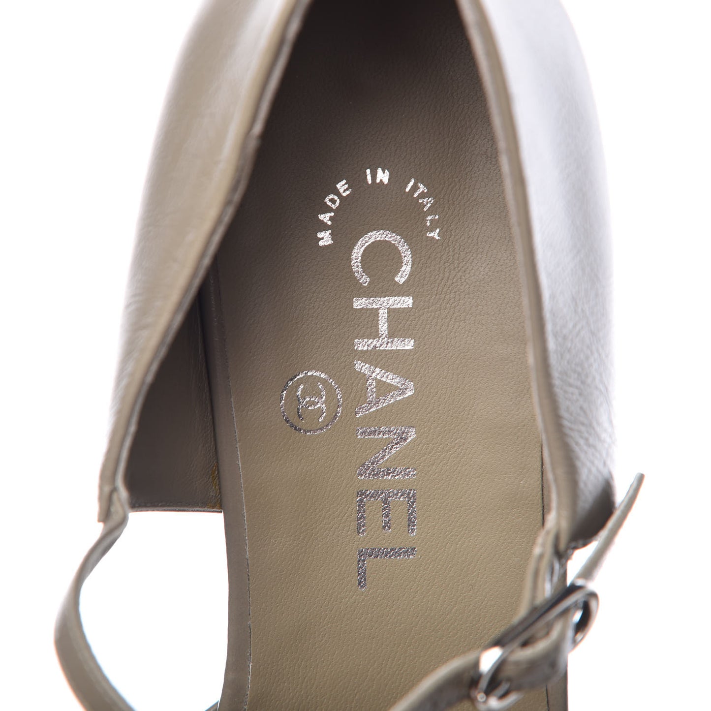 Crumpled Calfskin Patent Cap Toe Flats 39.5 Khaki Black