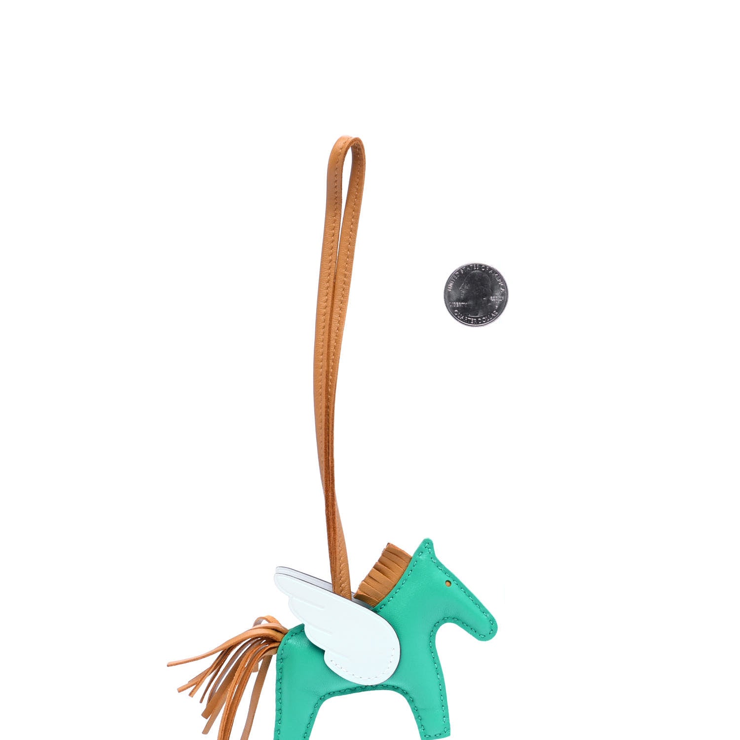 Hermes Milo Lambskin Grigri Rodeo Pegase Horse Bag Charm PM Menthe Sesame Bleu Brume 2 of 5