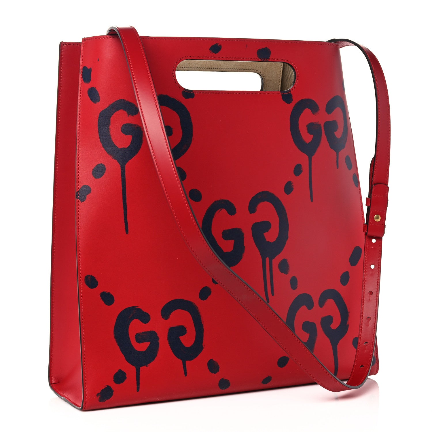 Gucci Calfskin GucciGhost Real Medium XL Tote Hibiscus Red 3 of 13