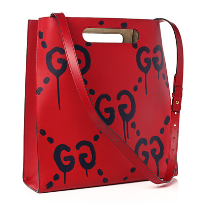 Gucci Calfskin GucciGhost Real Medium XL Tote Hibiscus Red 3 of 13
