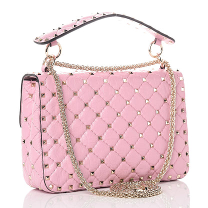 Valentino Garavani Craquele Nappa Medium Rockstud Spike Shoulder Bag Pink 3 of 12