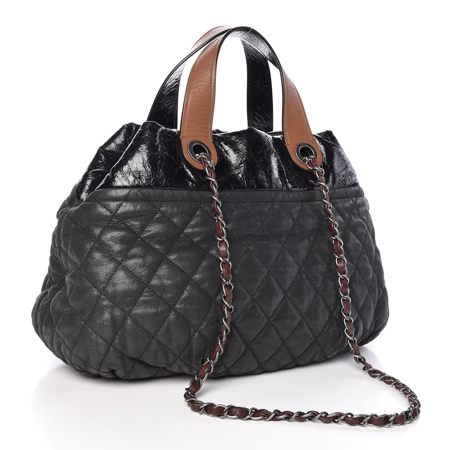 Iridescent Calfskin Small In the Mix Tote Dark Green