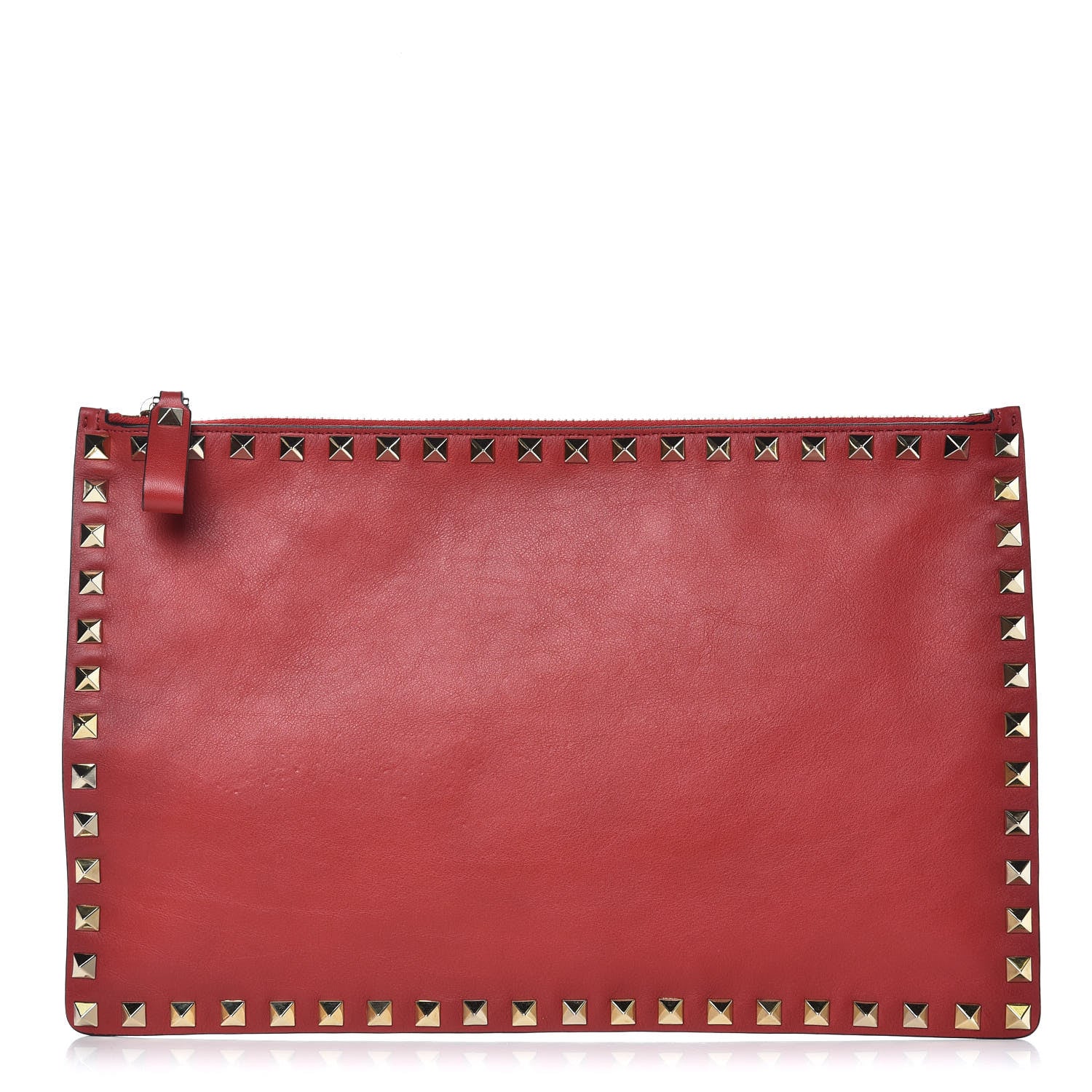 Valentino Garavani Vitello Large Rockstud Zip Pouch Red 1 of 7