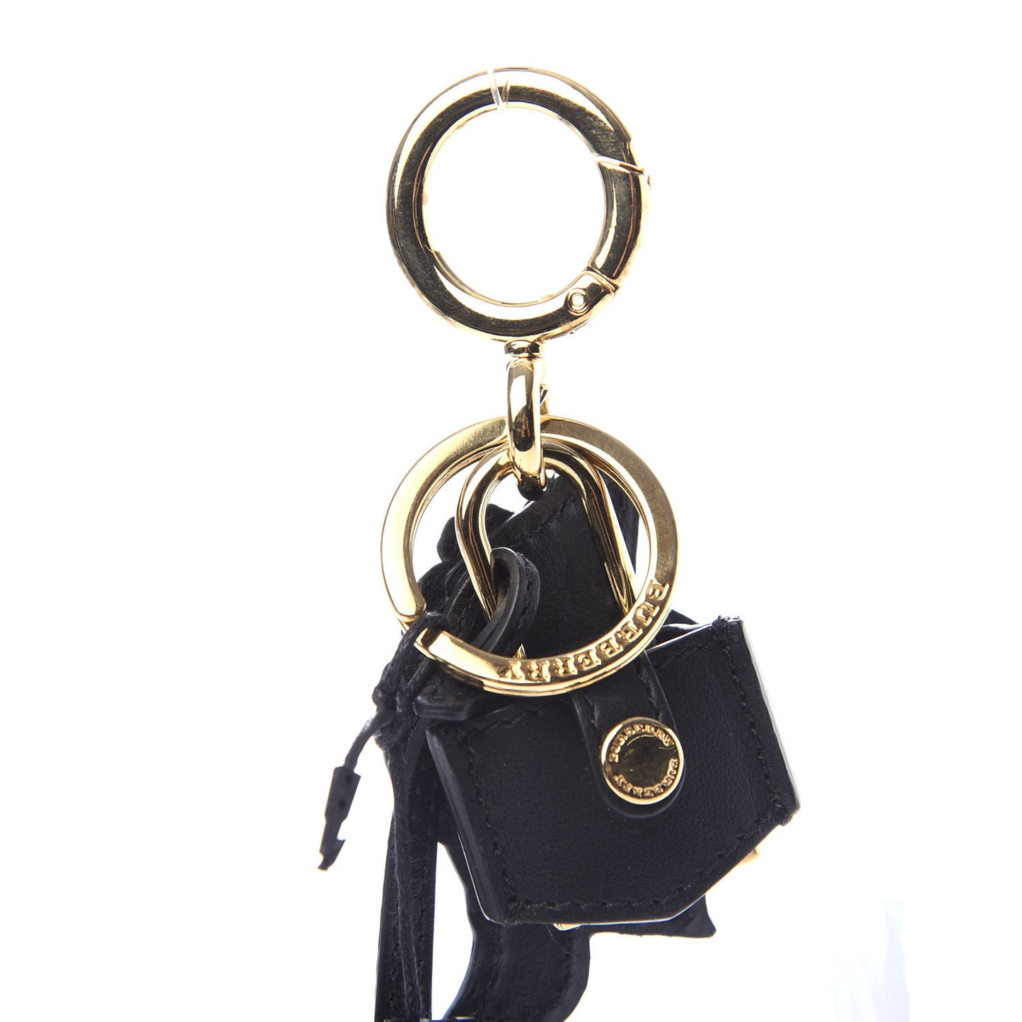 Calfskin Pallas Helmet Key Charm with Padlock Black White