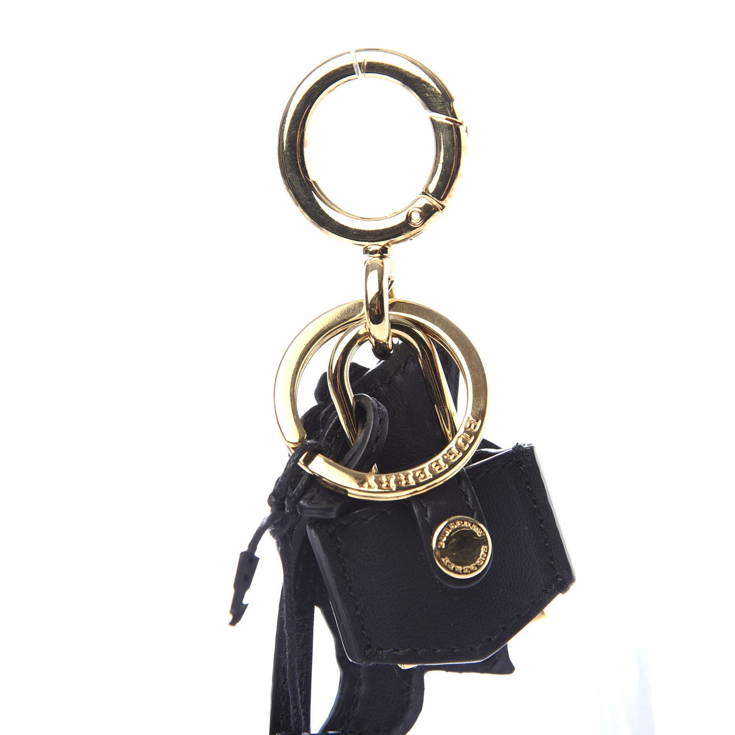 Burberry Calfskin Pallas Helmet Key Charm with Padlock Black White 3 of 4
