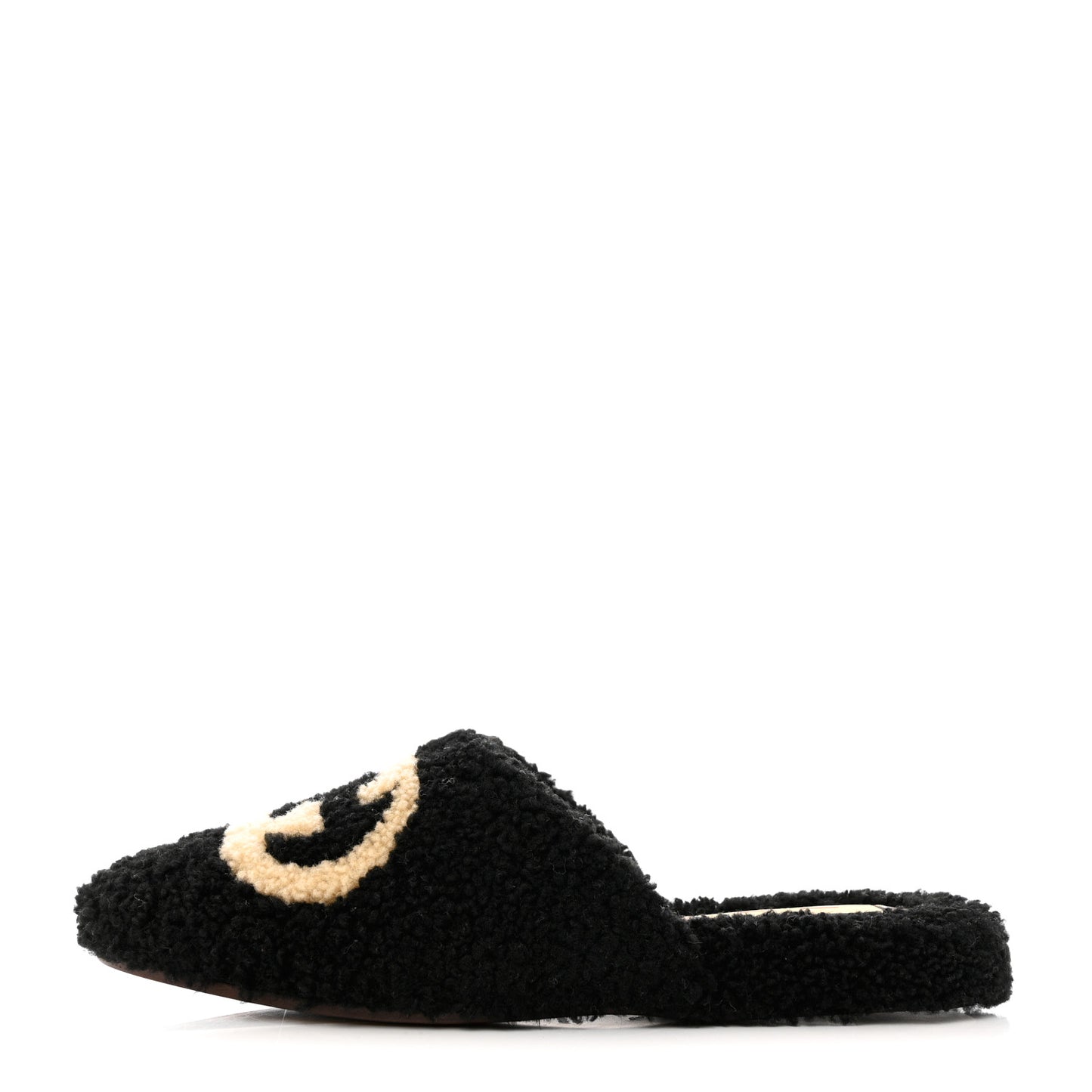 Shearling Interlocking G Womens Eileen Slippers 37 Black Butterscotch