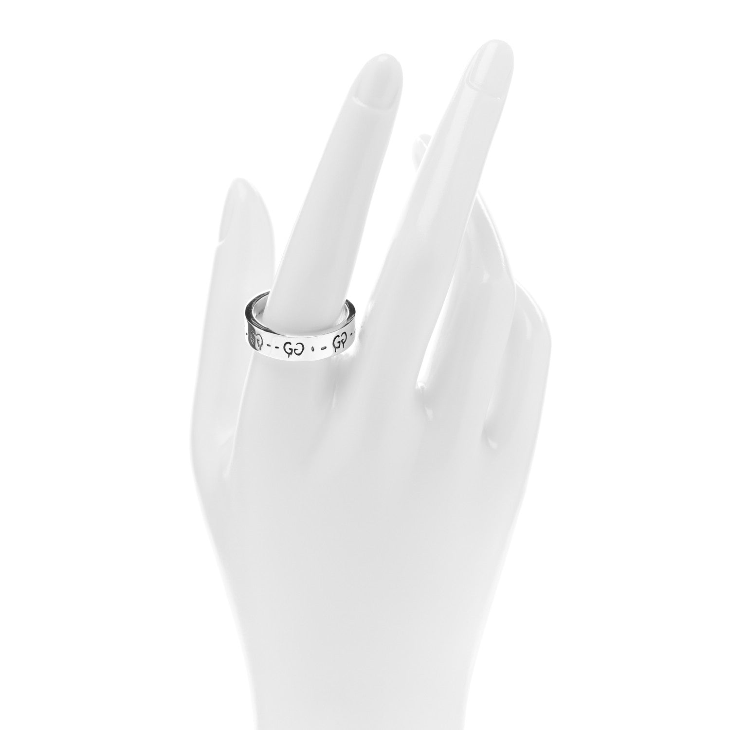 Gucci Sterling Silver Narrow GucciGhost Hamlet Skull Ring 63 10.25 2 of 5