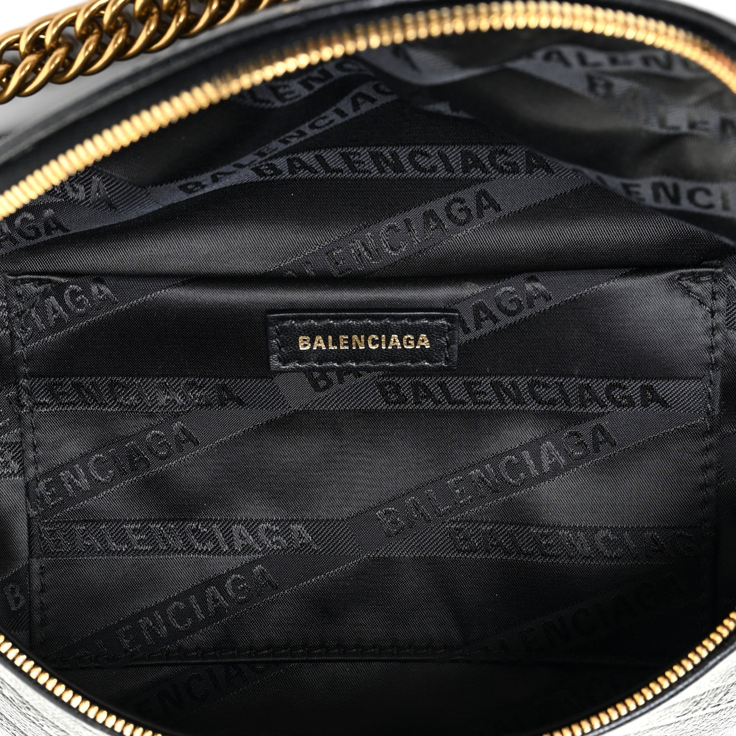 Shiny Goatskin Allover Logo Embossed XXS Souvenir Belt Bag Black