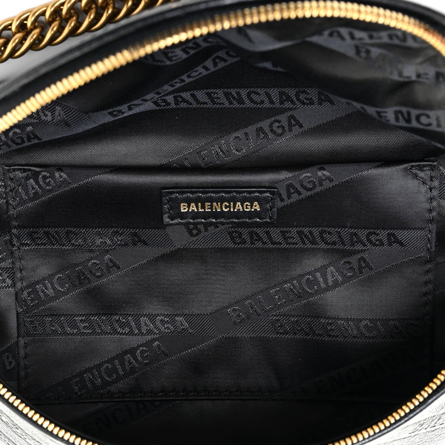 Balenciaga Shiny Goatskin Allover Logo Embossed XXS Souvenir Belt Bag Black 5 of 11